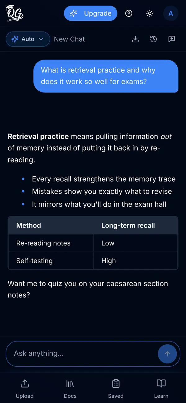 The tutor on your notes, and a practice question.