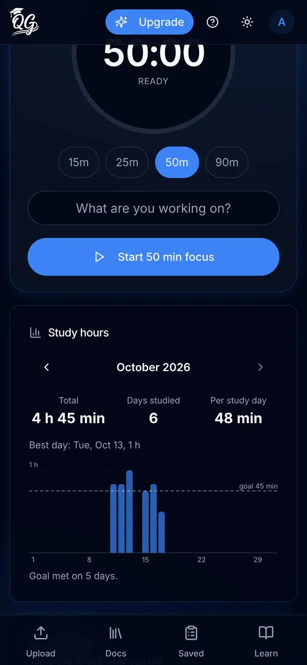 Study hours and the syllabus tracker.